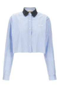 Striped cropped shirt Light Blue Size