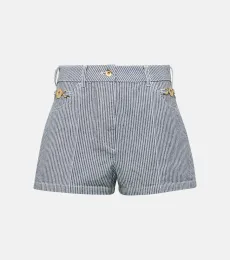 Striped high-rise denim shorts Striped high-rise denim shorts