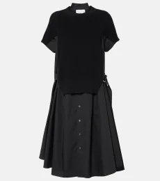Striped jersey and poplin shirt dress Striped jersey and poplin shirt dress