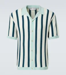 Striped knitted wool bowling shirt Striped knitted wool bowling shirt