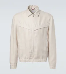 Striped linen blouson jacket Striped linen blouson jacket