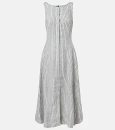 Striped linen midi dress Striped linen midi dress