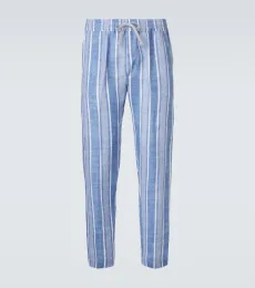 Striped linen straight pants Striped linen straight pants