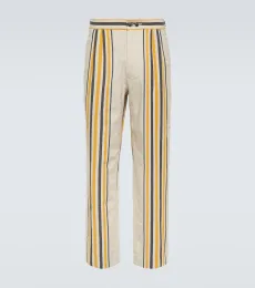 Striped mid-rise cotton straight pants Striped mid-rise cotton straight pants