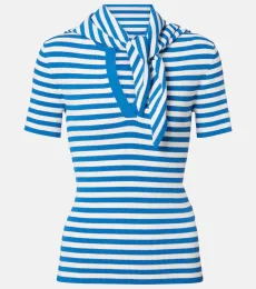 Striped scarf-detail knitted top Striped scarf-detail knitted top