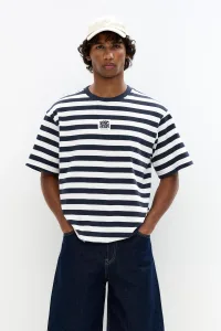 Striped T-Shirt With Label - Navy