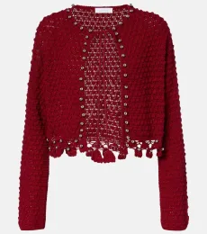 Studded crochet cotton cardigan Studded crochet cotton cardigan