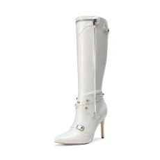Studded Cross over Strap Stiletto Heel Boots Studded Cross over Strap Stiletto Heel Boots