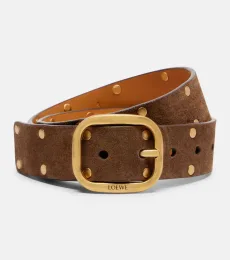 Studded suede belt