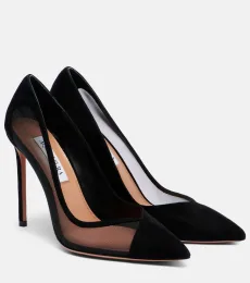 Studio 105 mesh-trimmed suede pumps Studio 105 mesh-trimmed suede pumps