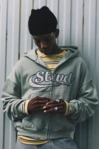 Stwd Zip-Up Hoodie - Grey blue Stwd Zip-Up Hoodie - Grey blue