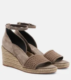 Suede espadrille wedges