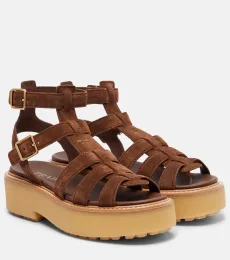 Suede platform fisherman sandals