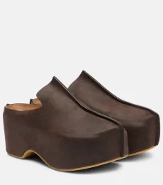 Suede platform mules