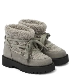 Suede-trimmed ankle boots