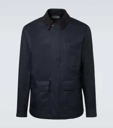 Suede-trimmed blouson jacket