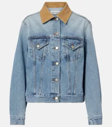 Suede-trimmed denim jacket Suede-trimmed denim jacket
