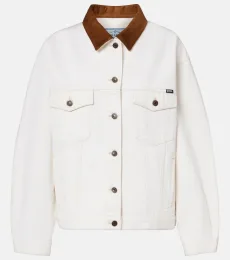 Suede-trimmed denim jacket Suede-trimmed denim jacket