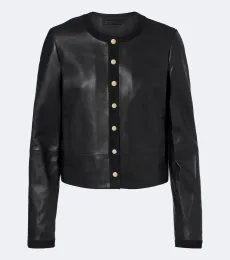 Suede-trimmed leather jacket Suede-trimmed leather jacket