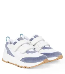 Suede-trimmed leather sneakers Suede-trimmed leather sneakers
