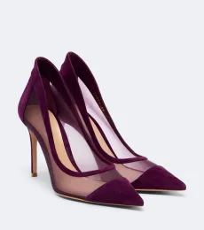 Suede-trimmed mesh pumps Suede-trimmed mesh pumps