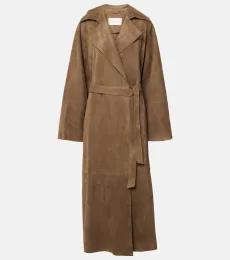 Suede wrap coat