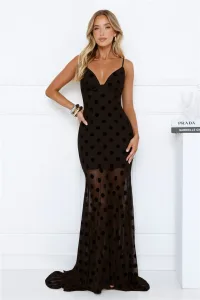 Sultry Polka Dot Velvet Maxi Dress Black Sultry Polka Dot Velvet Maxi Dress Black