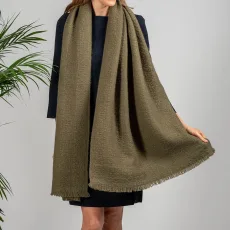 Super Luxe Olive Green Basket Weave Cashmere Shawl Super Luxe Olive Green Basket Weave Cashmere Shawl
