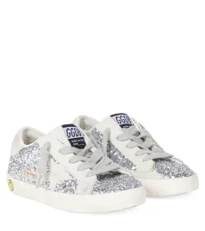 Super Star glitter suede-trimmed sneakers