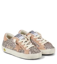 Super-Star glitter suede-trimmed sneakers