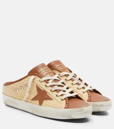 Super-Star raffia and leather mules Super-Star raffia and leather mules