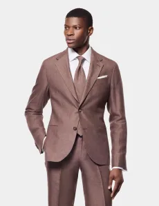 Tailored Fit Brown 1913 Linen Suit Plain Men's Tailored Fit Brown 1913 Linen Suit Plain Men's