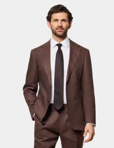 Tailored Fit Brown Linen Suit Jacket Plain Men's Tailored Fit Brown Linen Suit Jacket Plain Men's