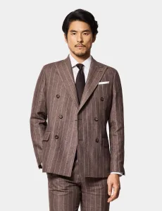 Tailored Fit Dark Brown Stripe 1913 Linen Suit Striped Men's Tailored Fit Dark Brown Stripe 1913 Linen Suit Striped Men's
