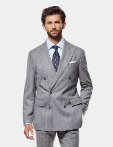 Tailored Fit Grey Stripe 1913 Suit Italian Wool Striped Men's Tailored Fit Grey Stripe 1913 Suit Italian Wool Striped Men's