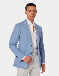 Tailored Fit Light Blue 1913 Blazer Wool Cotton Plain Men's Tailored Fit Light Blue 1913 Blazer Wool Cotton Plain Men's