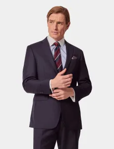 Tailored Fit Navy Twill Suit Jacket Wool Plain Men's Tailored Fit Navy Twill Suit Jacket Wool Plain Men's