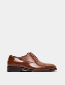 Tan Oxford Shoe Polido Calf Leather Plain Men's Tan Oxford Shoe Polido Calf Leather Plain Men's