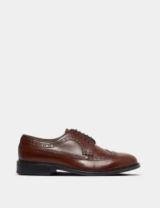 Tan Wingtip Brogue Shoe Polido Calf Leather Plain Men's Tan Wingtip Brogue Shoe Polido Calf Leather Plain Men's