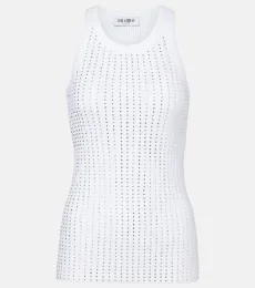 Tank top de jersey de algodón adornado Tank top de jersey de algodón adornado