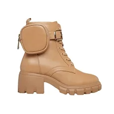 Tanzi Lug Sole Booties for Women - Chunky Heeled Combat Boots, Faux Leather Platform Boots, Womens B Tanzi Lug Sole Booties for Women - Chunky Heeled Combat Boots, Faux Leather Platform Boots, Womens B