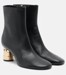 Tape leather ankle boots
