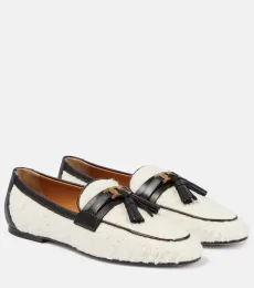 Tasseled bouclà and leather loafers Tasseled bouclà and leather loafers