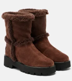 Teddi shearling-trimmed suede ankle boots