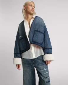 Teddy Cropped Denim Jacket - Boys Club Blue, MED Teddy Cropped Denim Jacket - Boys Club Blue, MED