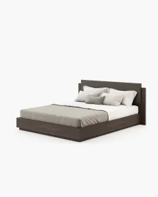 TERI Bed & Headboard Smoked Eucalyptus Veneer Matte TERI Bed & Headboard Smoked Eucalyptus Veneer Matte