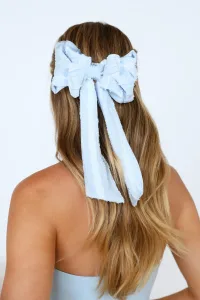 Textured Bow Hair Clip Blue Textured Bow Hair Clip Blue