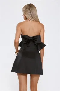 The Best Gift Satin Strapless Mini Dress Black The Best Gift Satin Strapless Mini Dress Black