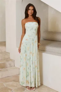 The Pretty Hour Mesh Strapless Maxi Dress Green The Pretty Hour Mesh Strapless Maxi Dress Green