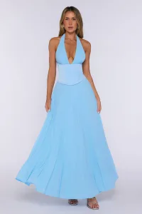 The Pretty Waltz Halter Maxi Dress Light Blue The Pretty Waltz Halter Maxi Dress Light Blue